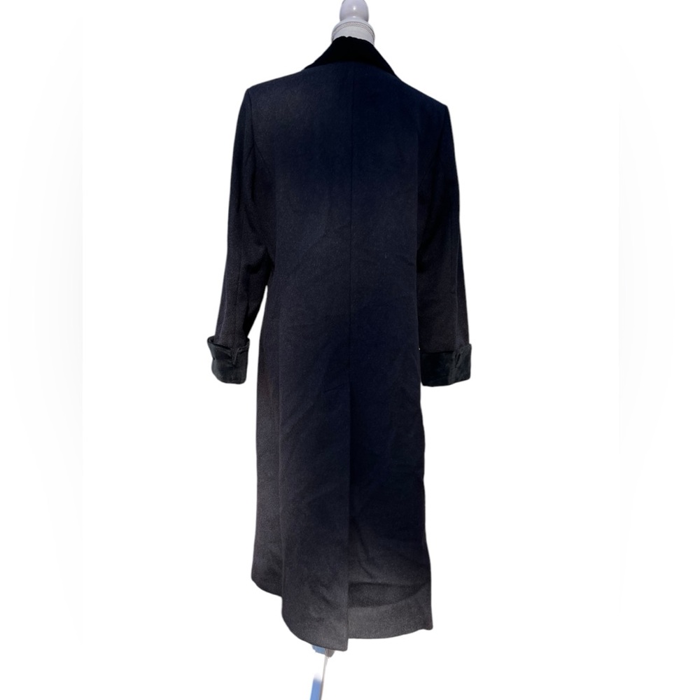 Liz Claiborne 100% Wool Long Coat Petite 12P Velvet Trim Double Breasted - Picture 11 of 17